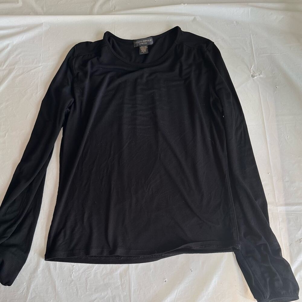 Banana Republic Stretch Black Long Sleeve Tee Shirt L